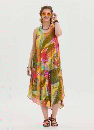 Boat Neck Loose Cut Yellow Authentic Dress 4666